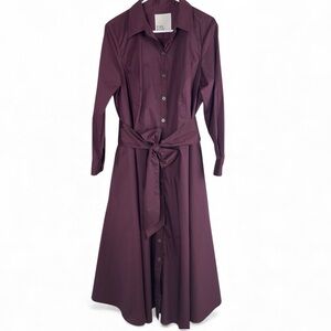 PARI PASSU Burgundy/Bordeaux Poplin Cotton Shirt Dress | 22 - NWOT!